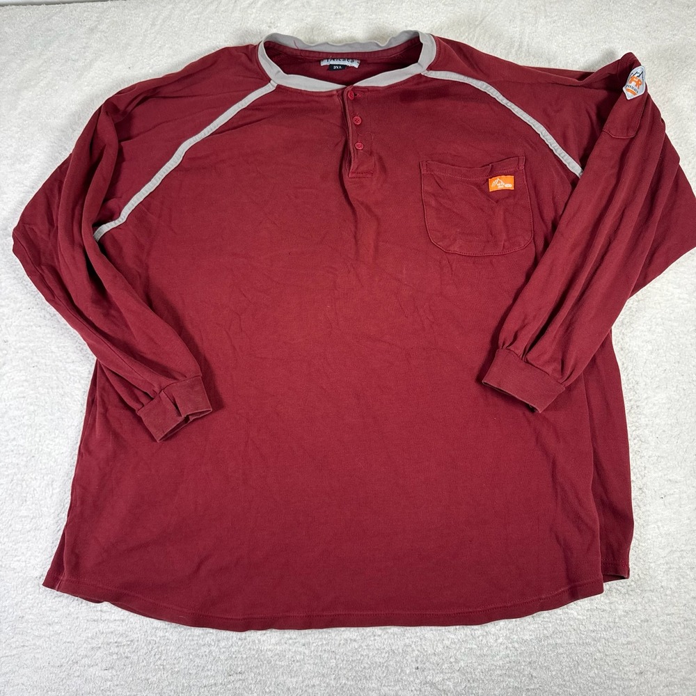 Titicaca Henley Shirt Mens 3XL Burgundy FR Flame Resistant Long Sleeve Pocket